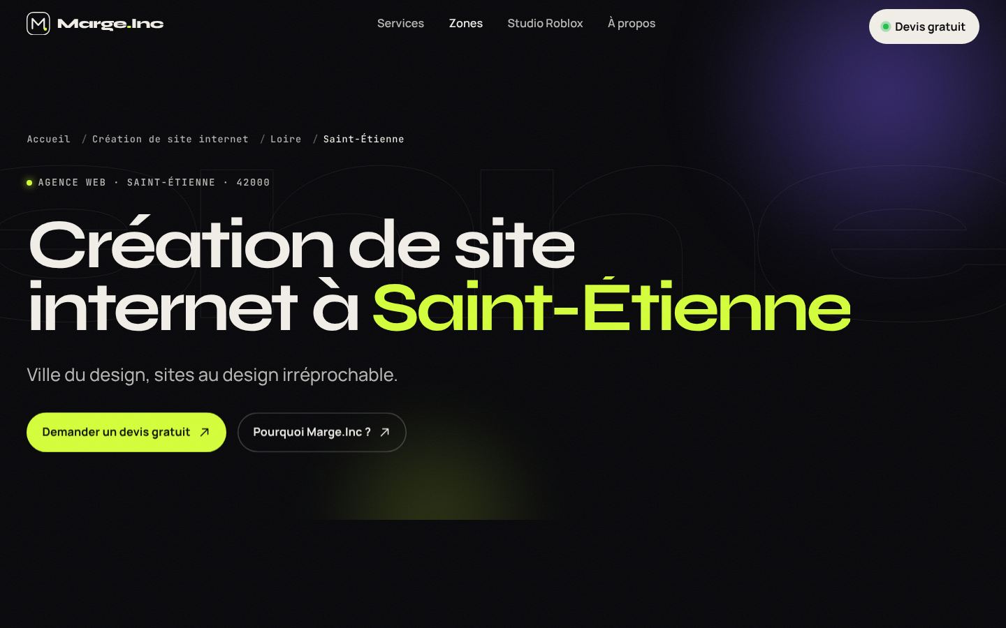 Page locale « Création de site internet à Saint-Étienne »